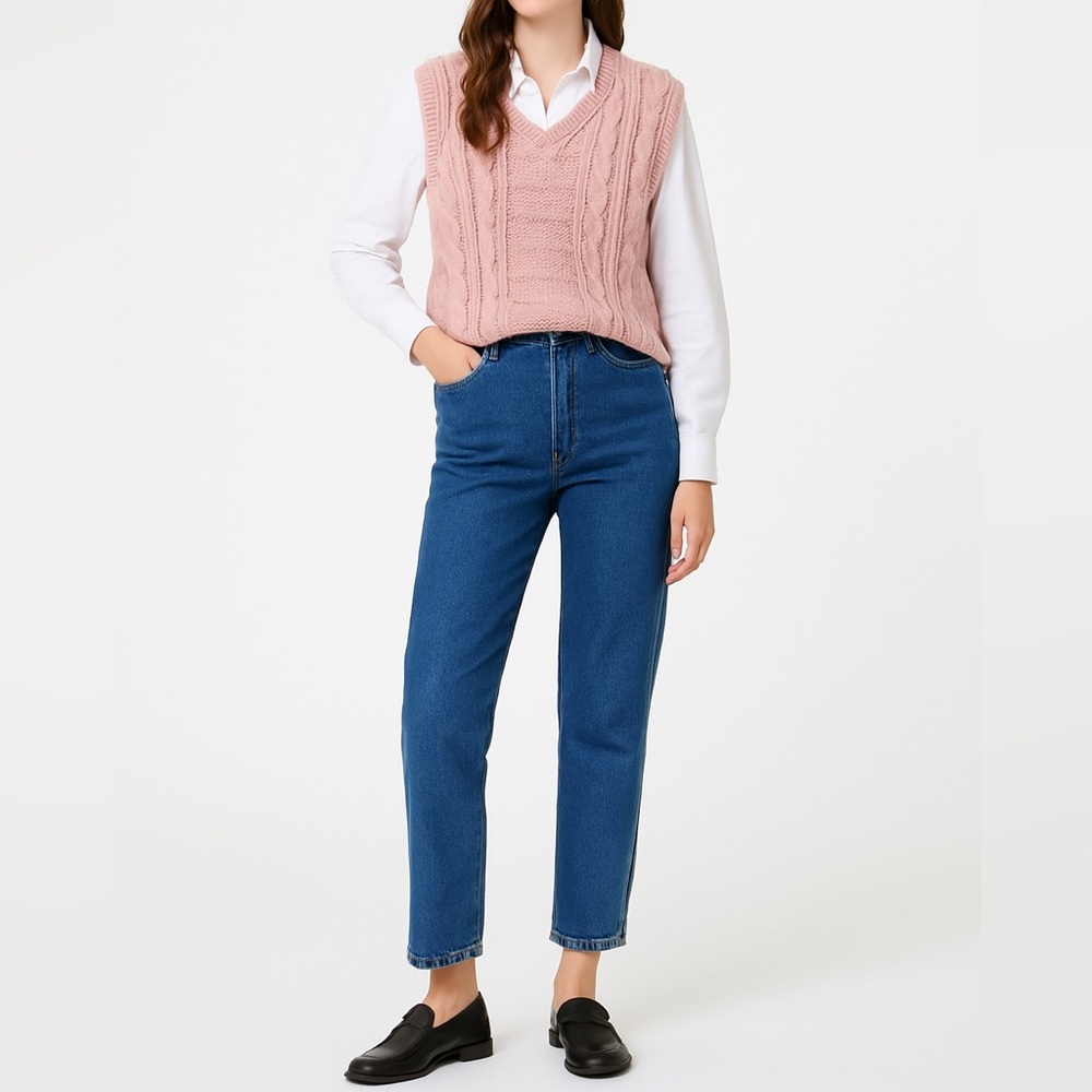 VINTAGE ESPRIT Cable Knit Sweater Vest | L | Dusty Rose Pink | 80s Preppy Layer